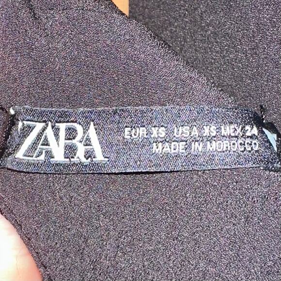 Zara Black Satin Open Back Strappy Criss Cross Crop Top Size XS - Picture 3 of 14